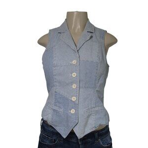 Ralph Lauren LRL PATCHWORK Striped Denim Western Cowgirl Rodeo Festival Vest XS